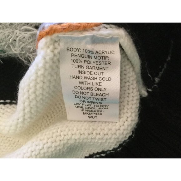 Allison Brittney Sweater Size Medium Black Penguin Ugly Cute Christmas Holiday - Picture 4 of 5